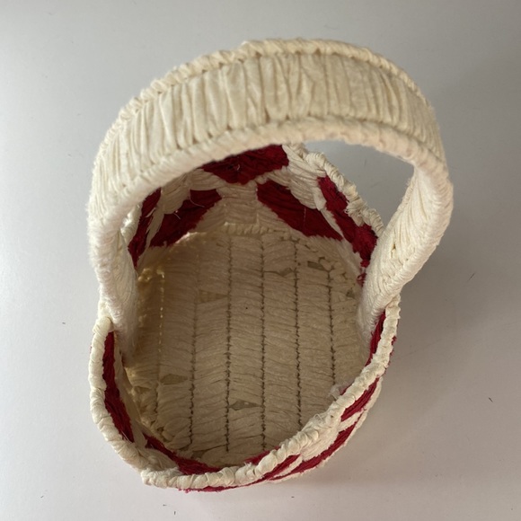 Beautiful Handmade Crochet Red Hearts White Basket - Picture 6 of 7